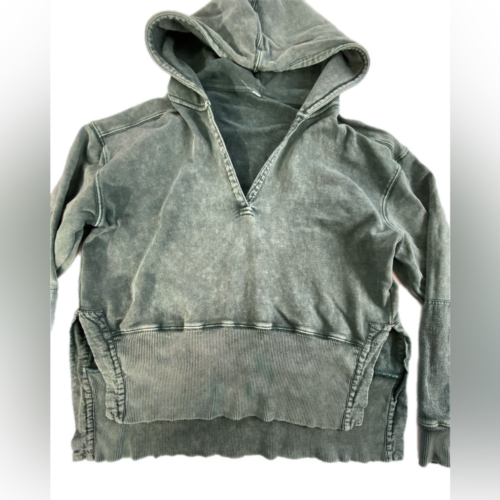 We The Free  Free People Washed Teal Hoodie Large EUC - Picture 7 of 10